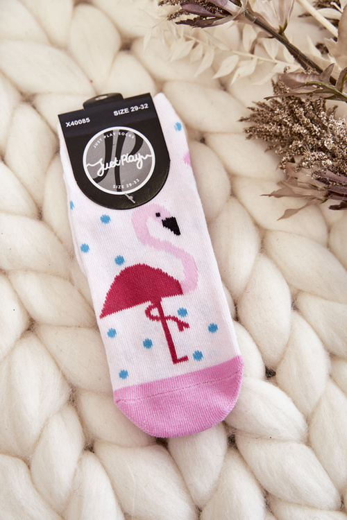 Молодіжні шкарпетки візерунок фламінго і крапки рожеві