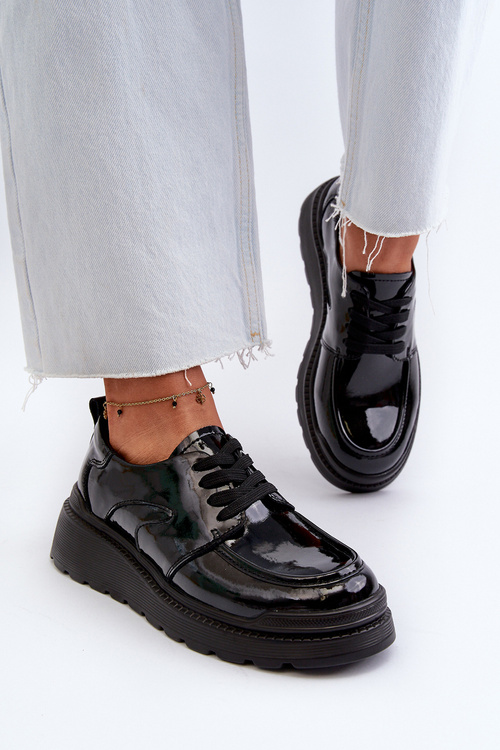 Туфлі жіночі лаковані Натуральна шкіра Чорні Scadaria