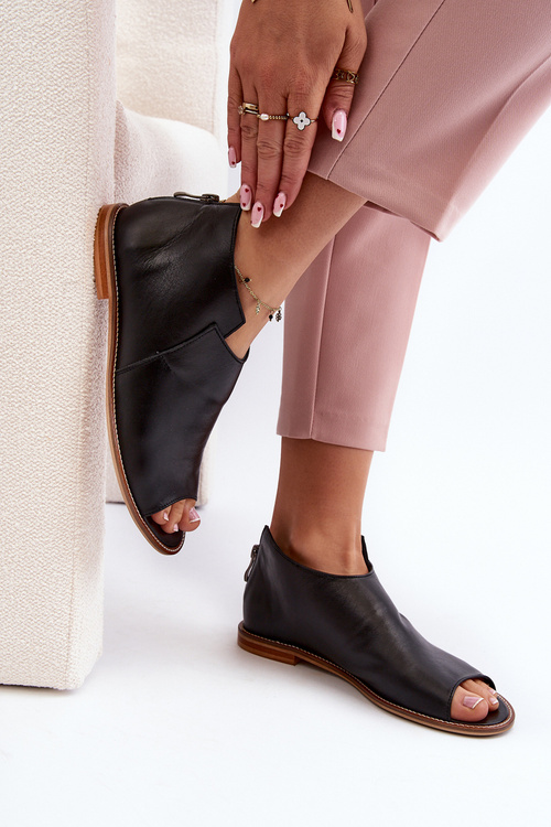 Жіночі шкіряні босоніжки Laura Messi 2443 Чорні