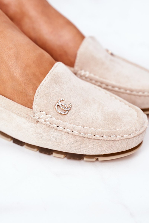 Жіночі замшеві лофери бежеві Madelyn