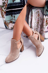 Жіночі весняні ажурні чоботи на підборах бежеві GoodDay