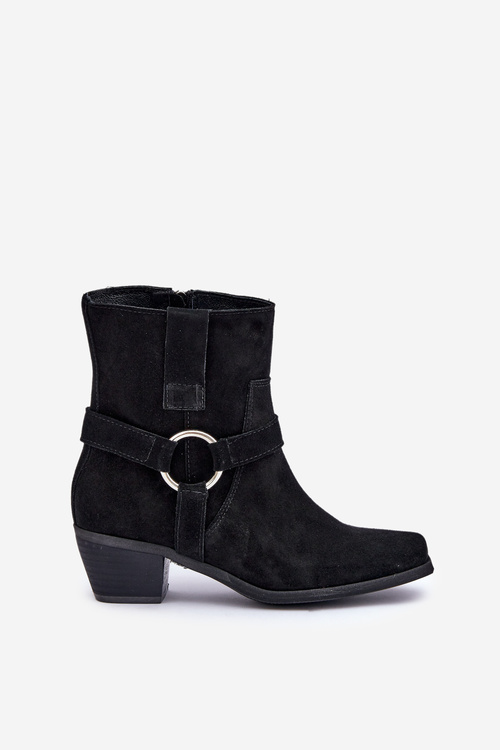 Ботильйони З Природного Замшу На Каблуках Чорні Zazoo 3444/2
