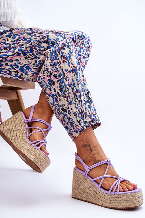 Модні босоніжки на танкетці з косою Фіолетовий Nessia