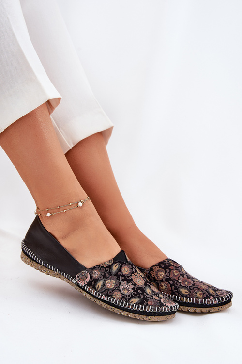 Шкіряні Візерункові Балетки Maciejka T1929-71 Чорні