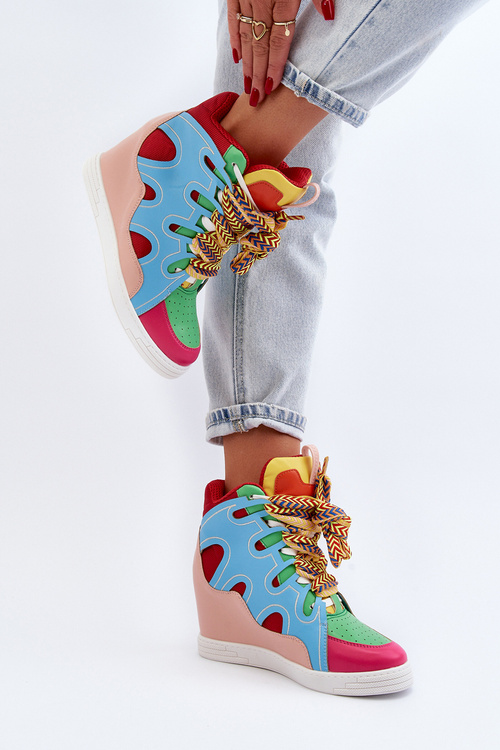 Жіночі кросівки на платформі різнокольорові леопардові