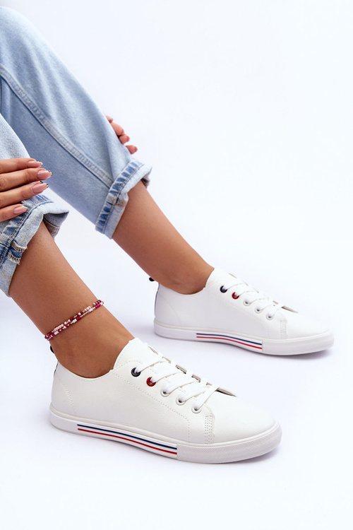 Жіноче шкіряне спортивне взуття білого кольору Mossaia