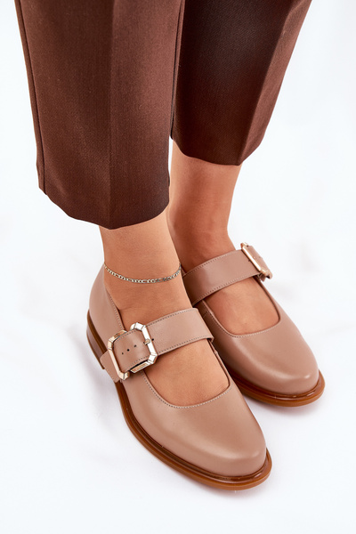 Шкіряні Жіночі Чоботи З Пряжкою Лаура Мессі 2980 Темно-бежеві