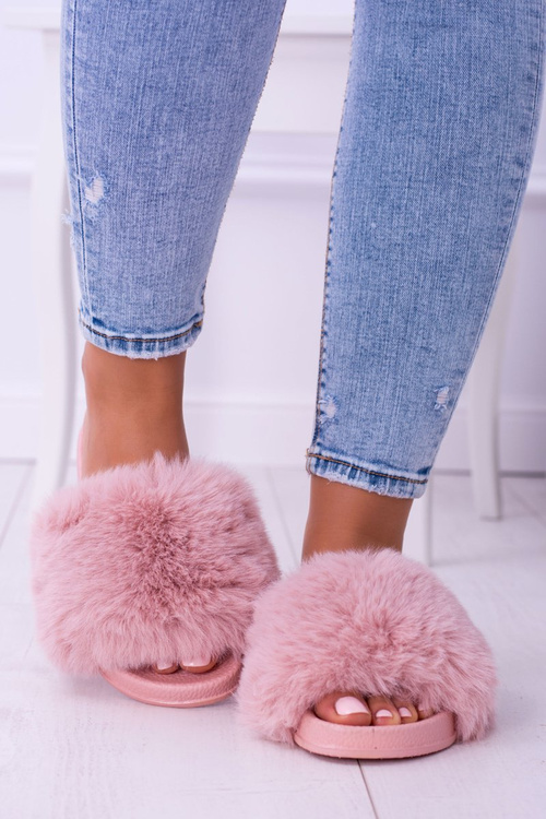 Жіночі хутряні шльопанці Lu Boo, рожеві, XXL