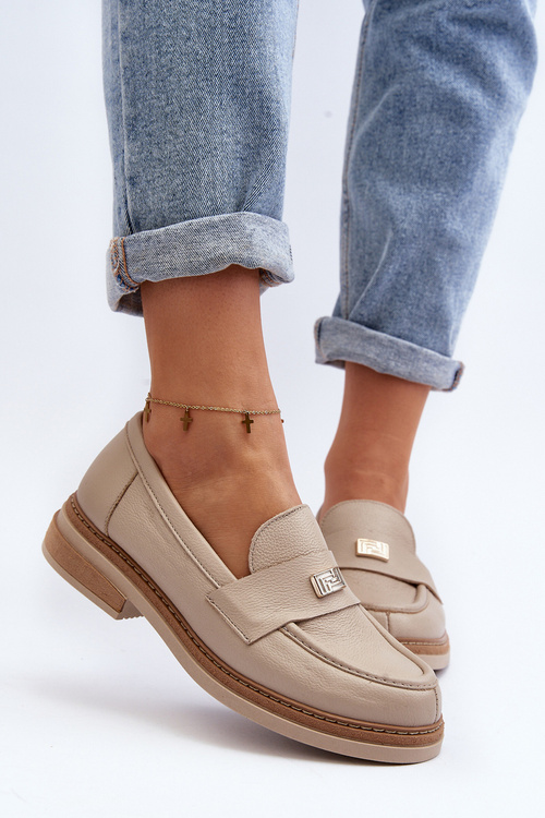 Zazoo 20165 Жіночі шкіряні мокасини бежеві