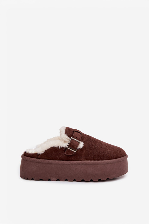 Жіночі Снігові Черевики З Мехом Та Пряжкою На Платформі Шоколадні Jessina