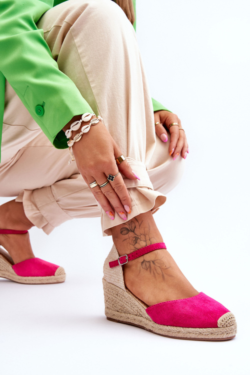 Замшеві еспадрільї Босоніжки на танкетці кольору фуксії Cammer