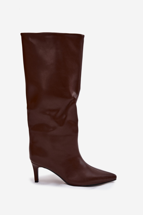 Жіночі чоботи зі слайдингом ізоляція на підборах шоколад оливковий