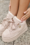 Жіночі кросівки на флісовій підкладці на платформі бежевого кольору Velarisea