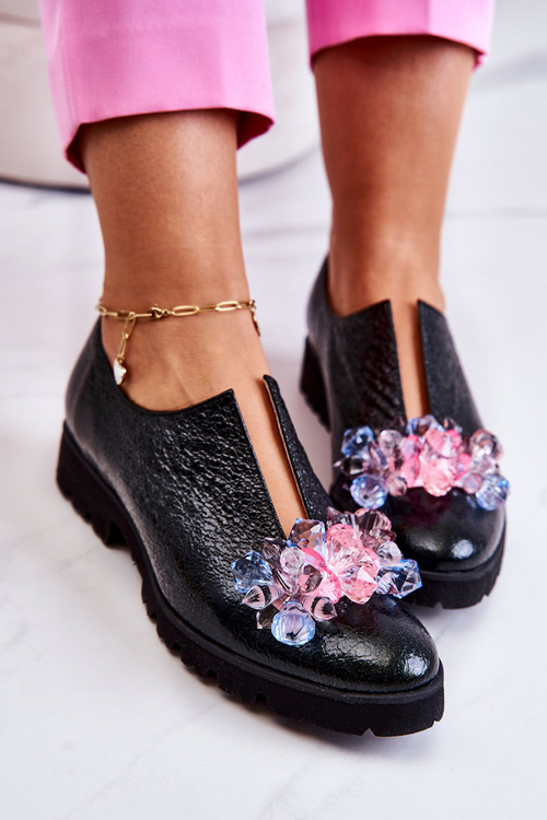 Елегантні шкіряні туфлі з орнаментом темно-зелені Cindy