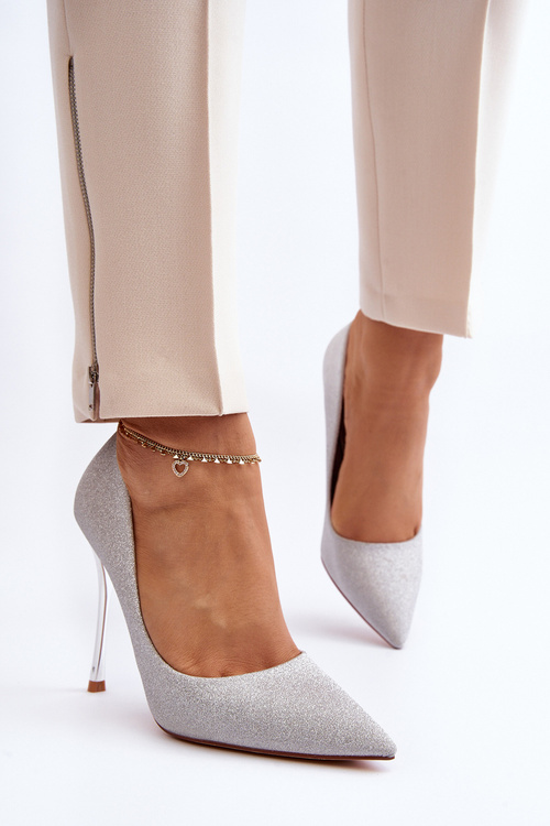 Високі підбори зі срібної парчі Tiberona