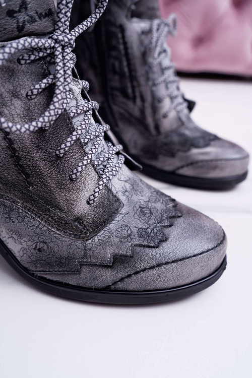 Жіночі шкіряні черевики Maciejka сірі 03190