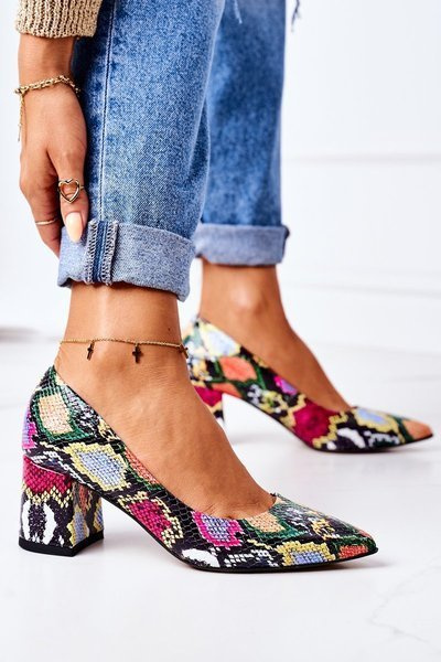 Шкіряні човники зі змійковим візерунком Lewski Shoes 2801 Барвисті