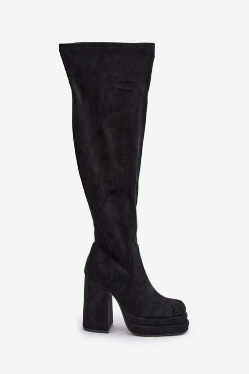 Чоботи на високих підборах і платформі Чорні Nadelian