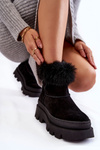 Жіночі замшеві зимові черевики чорні Ann