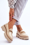 Модні лофери на платформі з декором Laura Messi 2600 Beige