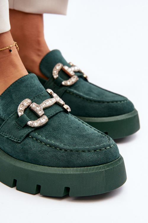 Жіночі лофери з декором Green Ellise