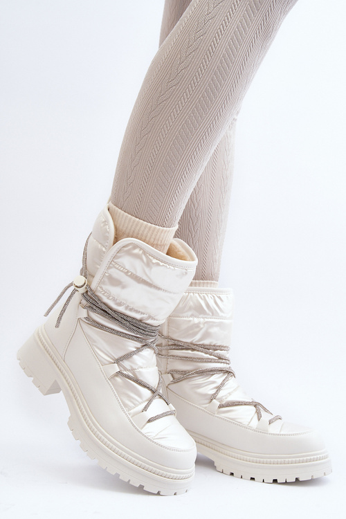 Жіночі білі чоботи з декоративною шнурівкою Rilana