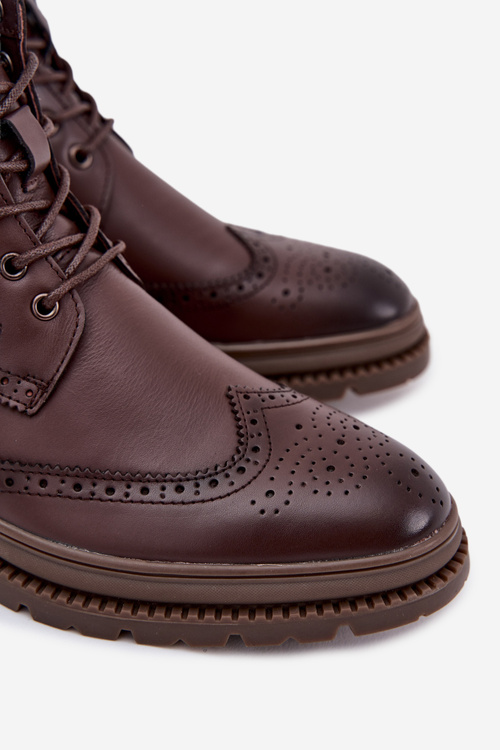 Шкіряні чоловічі чоботи Lee Cooper LCJ 25 33 3960 коричневі Botki Męskie