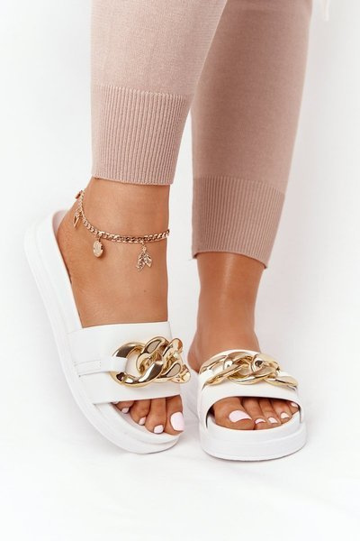 Тапочки на платформі з ланцюжком White Vacation