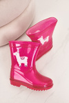 Дитячі блискучі дощові черевики з рожевим ламою