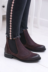 Жіночі темно-бордові шкіряні чоботи на шпильці Fields
