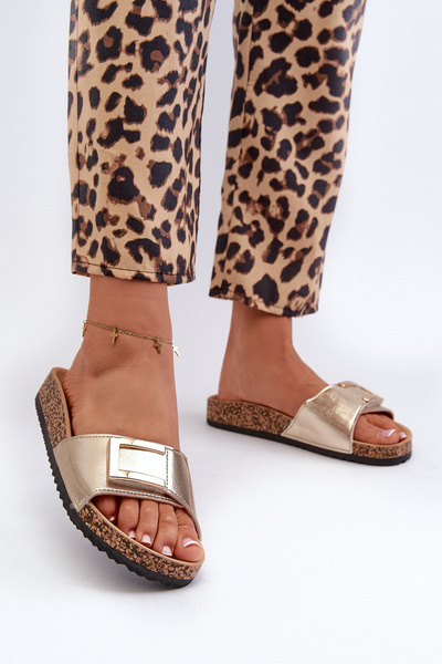 Жіночі коркові босоніжки на платформі з золотим декором Elleriome