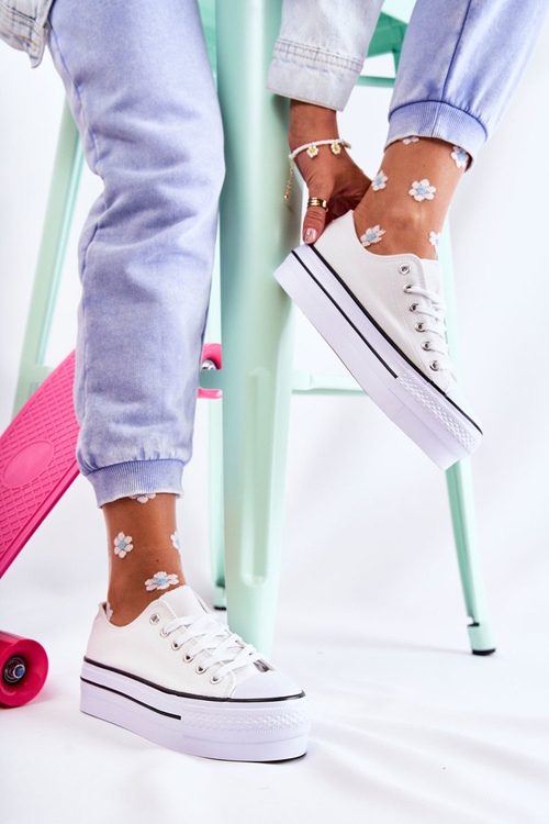 Жіночі кросівки на масивній платформі білі Farona