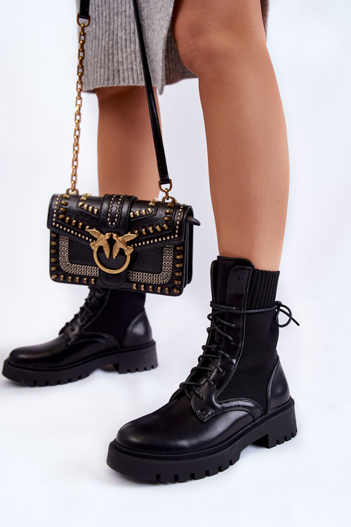 Шкіряні шкарпетки Черевики на шнурівці Чорний Riston