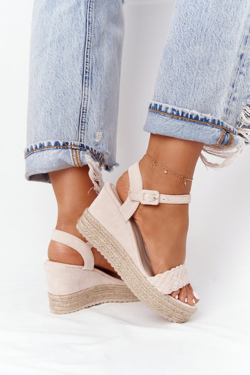 Босоніжки на танкетці з косами Бежеві Baleary