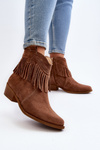 Zazoo 3430 Жіночі замшеві чоботи з бахромою Camel