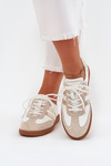 Низькі шкіряні кросівки для жінок біло-золоті Ismina