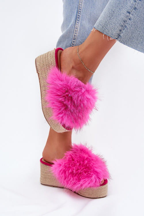 Жіночі Сабо На Каблуку З Пухом І Плетінням Фуксія Вірела