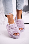 Жіночі пухнасті тапочки на платформі фіолетові Сніжинка