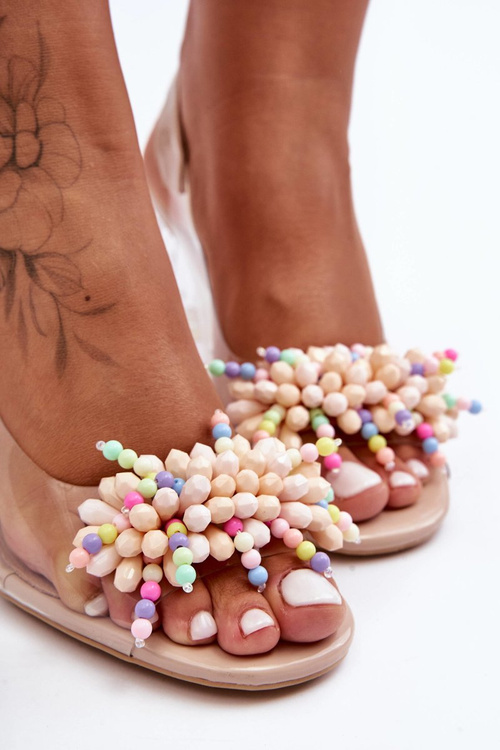 Бежеві босоніжки на підборах з прикрасами SBarski MR1037-23