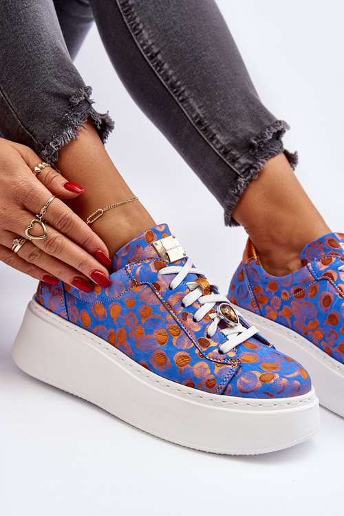 Шкіряне спортивне взуття на платформі Maciejka 06191-06 синій