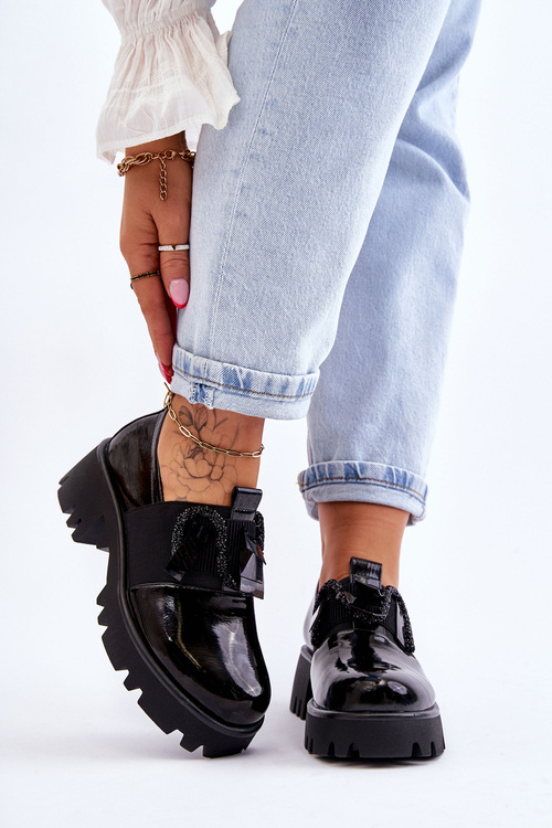 Лаковані туфлі з орнаментом Чорні Keily