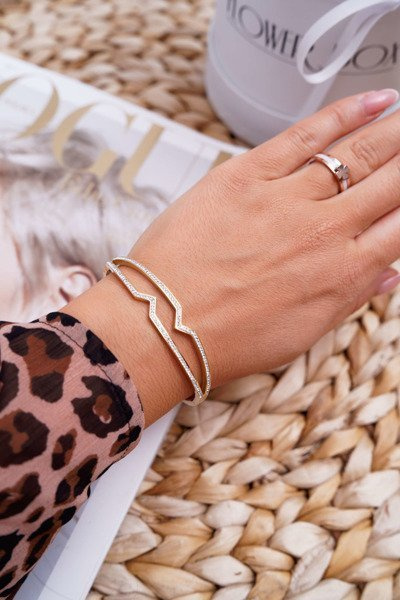 Жіночий сталевий браслет з цирконами Gold Grenn