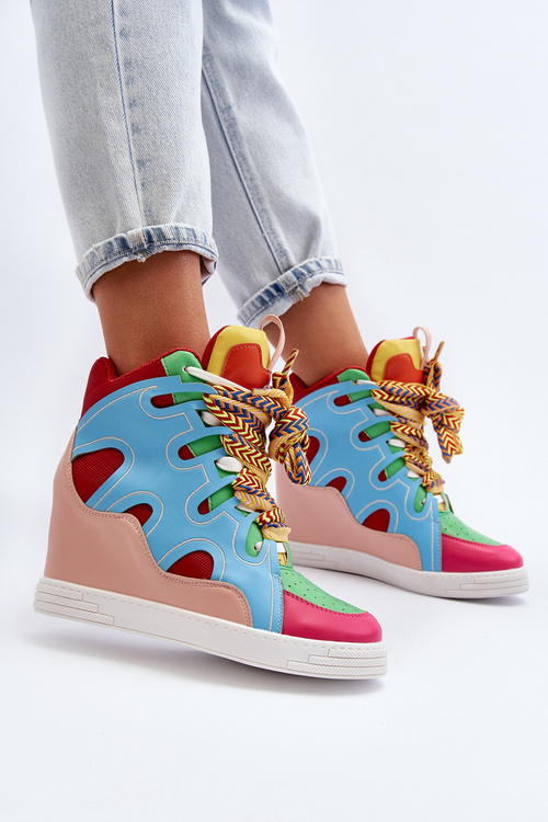 Жіночі кросівки на платформі різнокольорові леопардові