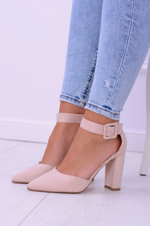 Жіночі замшеві туфлі на шпильці бежеві Harinta