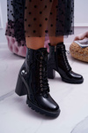 Жіночі чоботи на шпильці лаковані чорні Insist