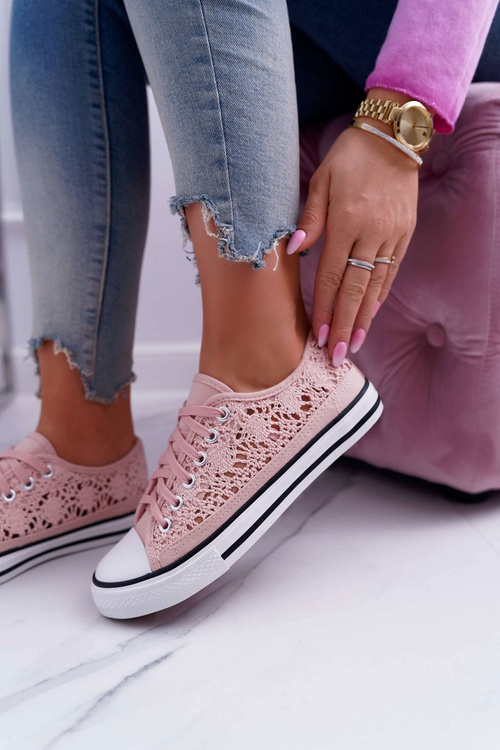 Кросівки жіночі низькі на шнурівці Veroli рожеві