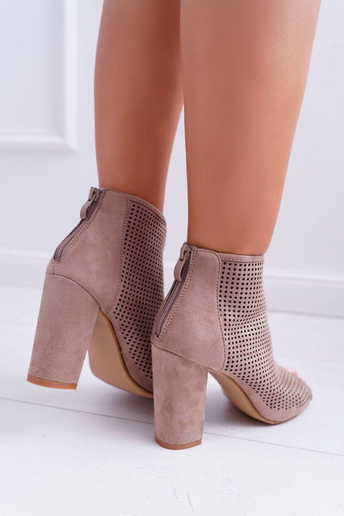 Жіночі чоботи на шпильці замшеві хакі Джессін