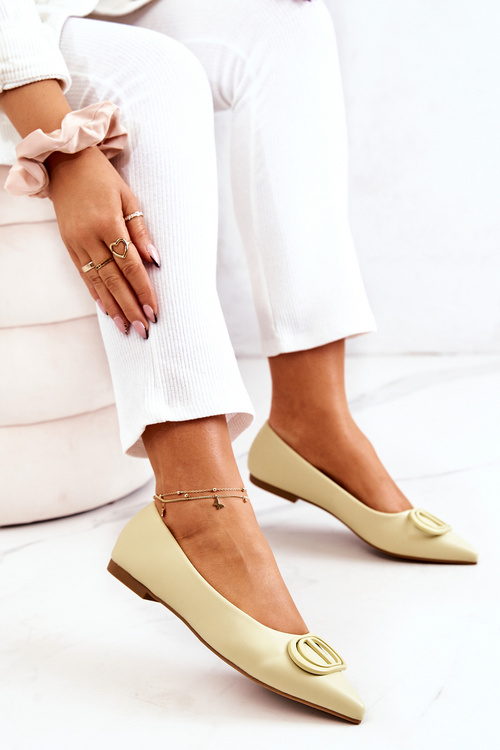 Шкіряні балетки з гострим носом світло-зелені Rachelle