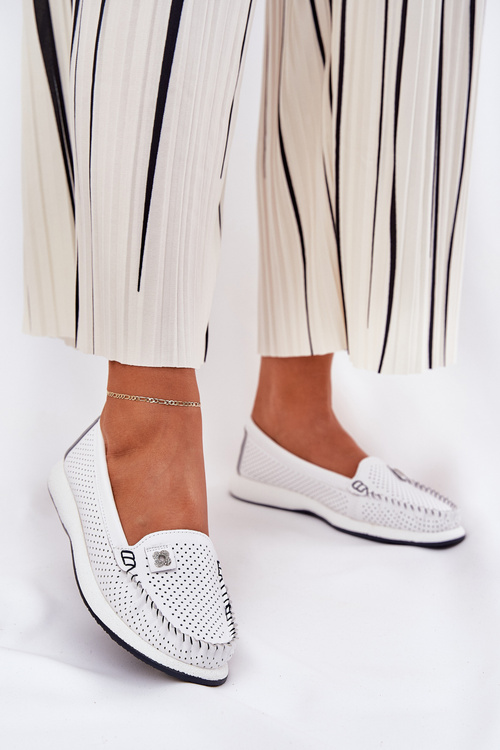 Жіночі Шкіряні Мокасини S.Barski LR51-673 Білі