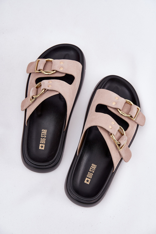 Жіночі Замшеві Сандалі З Декоративними Пряжками Big Star RR274659 Світло-рожеві